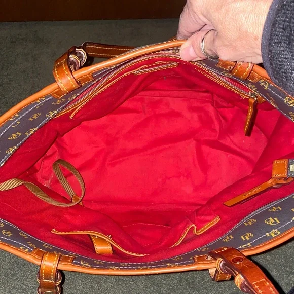 Dooney & Bourke Black and Tan Monogram Tote
